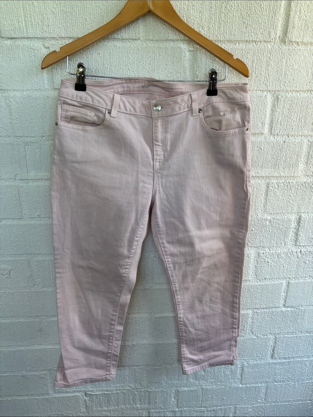 Michael Kors Cropped Pastel Pink Cropped Denim Jeans sz 10